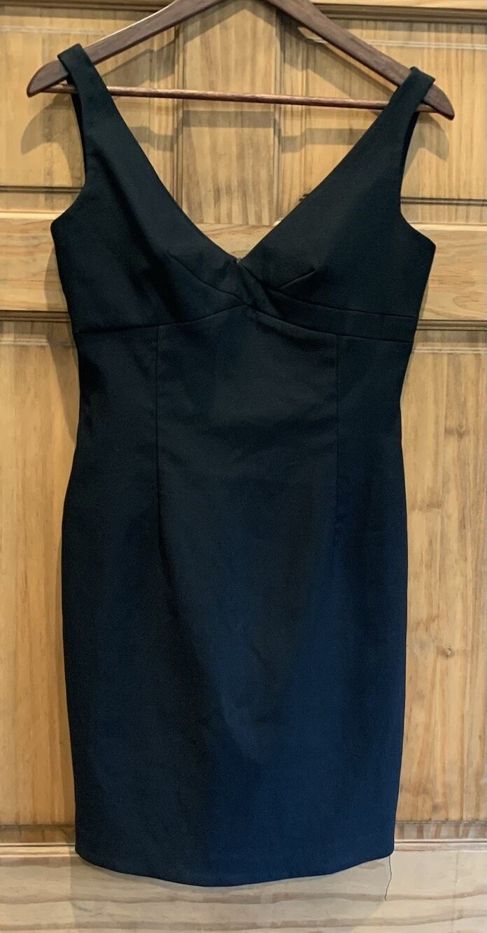 Vintage 90s Cache Structured Mini Dress Black LBD Bodycon Size 6